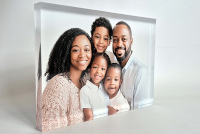 Foto achter acrylblok met subtiel 3D-effect
