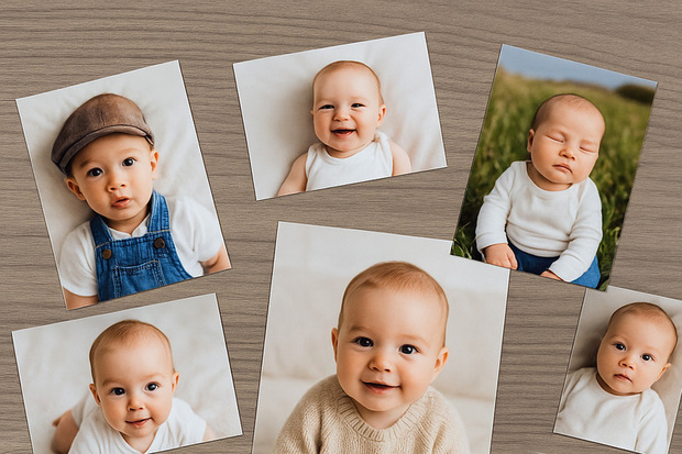 Babyfoto afdrukken natuurlijke huidtinten